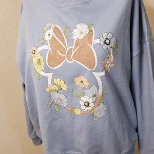 NEW WALT DISNEY WOMEN'S MINNIE MOUSE CUTE BLUE SWEATSHIRT SIZE X-LARGE